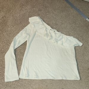 Elegant White Ruffled One-Shoulder Top